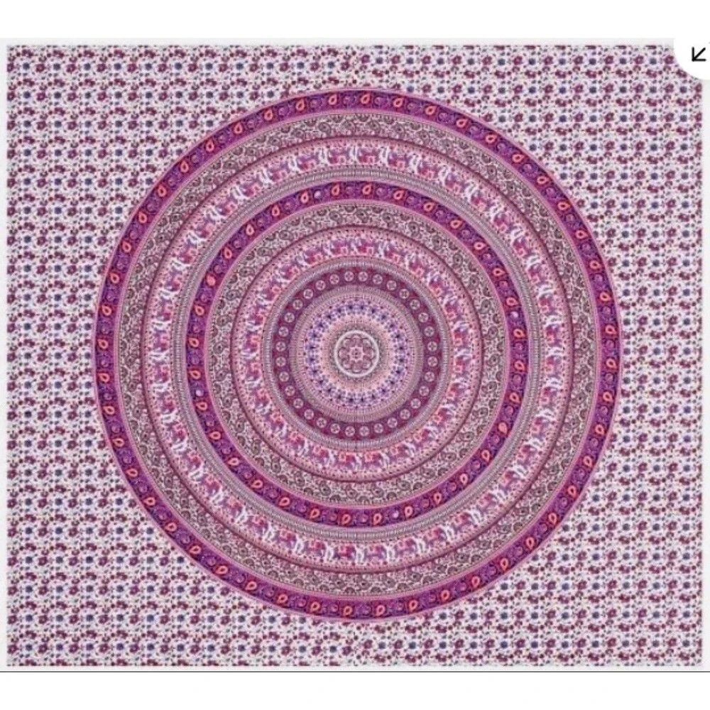 Pottery Barn Boho Floral Mandala Elephant Tapestry Curtain Valance  80”x90”